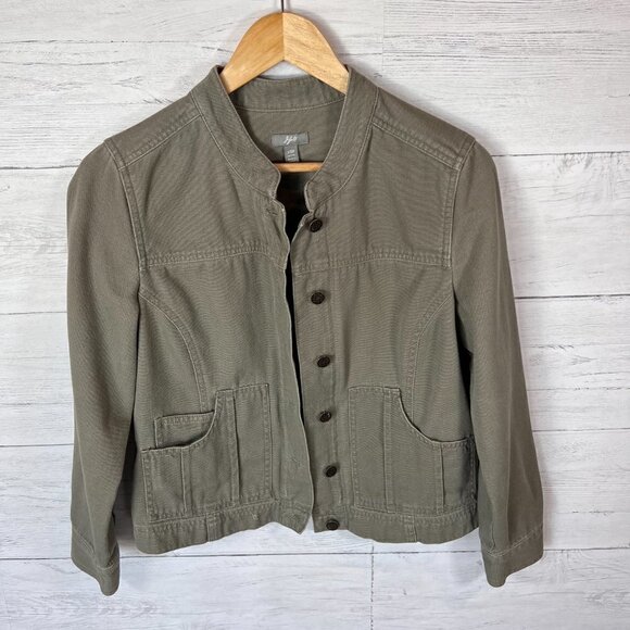 J Jill Jacket Womens Size XSP Olive Green Utility Military Distressed Denim Army - Picture 5 of 13